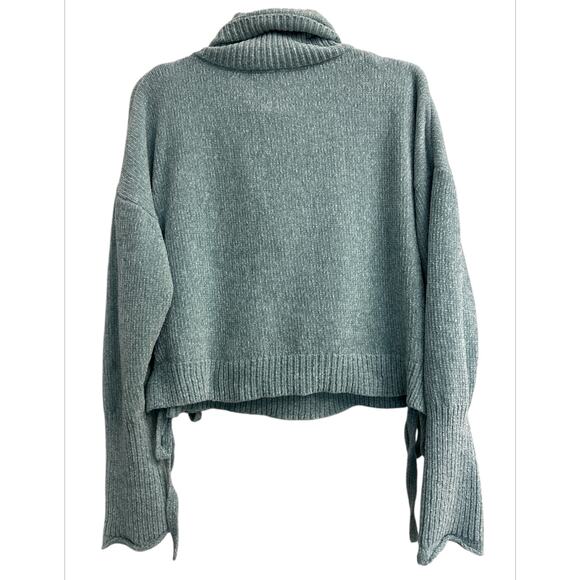 LUV & BLOOM Teal Green Crop Top Sweater Cowl Neck Women's Size Large Y2K - Picture 4 of 6